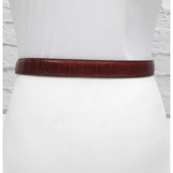 Vintage Brighton Brown Leather Embossed Belt - Picture 3 of 6